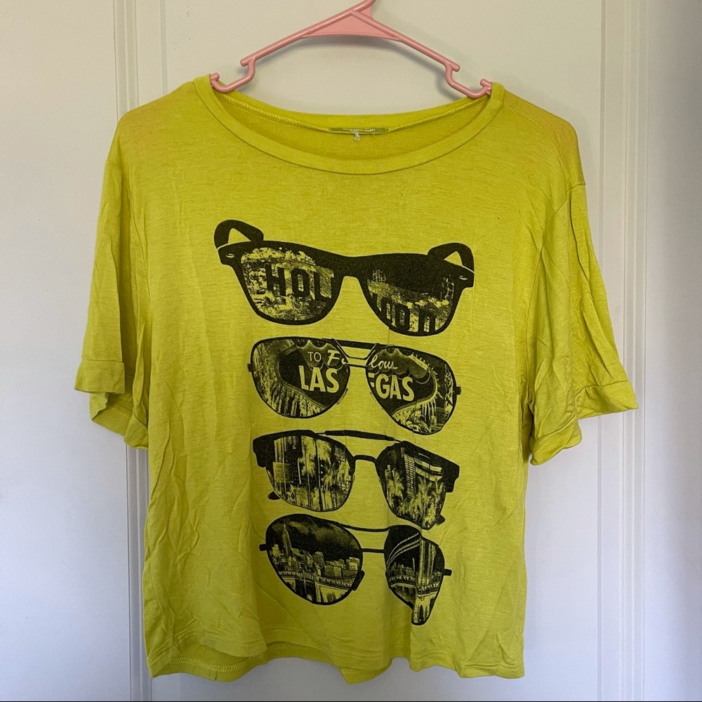 Yellow sunglasses shirt